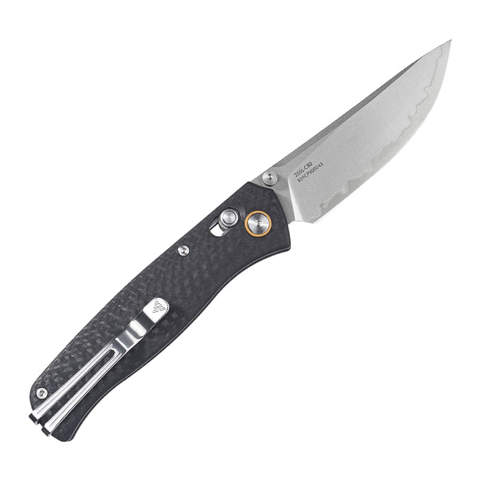 SRM Ambi Lock Folding Knife Medal 255L-CB2 (Laminated 140Cr Steel Blade, Carbon-fiber Handle)