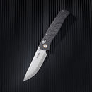 SRM Ambi Lock Folding Knife Medal 255L-CB2 (Laminated 140Cr Steel Blade, Carbon-fiber Handle)