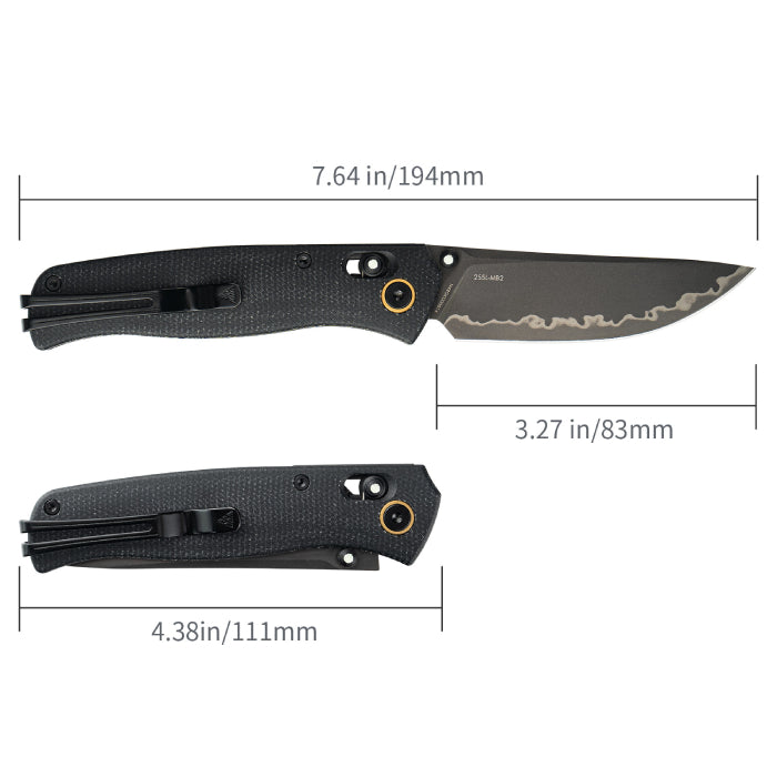 SRM Ambi Lock Folding Knife Medal 255L-MB2 (Laminated 140Cr Steel Blade, Micarta Handle)