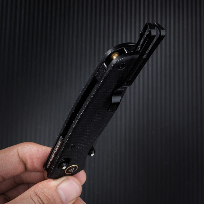 SRM Ambi Lock Folding Knife Medal 255L-MB2 (Laminated 140Cr Steel Blade, Micarta Handle)