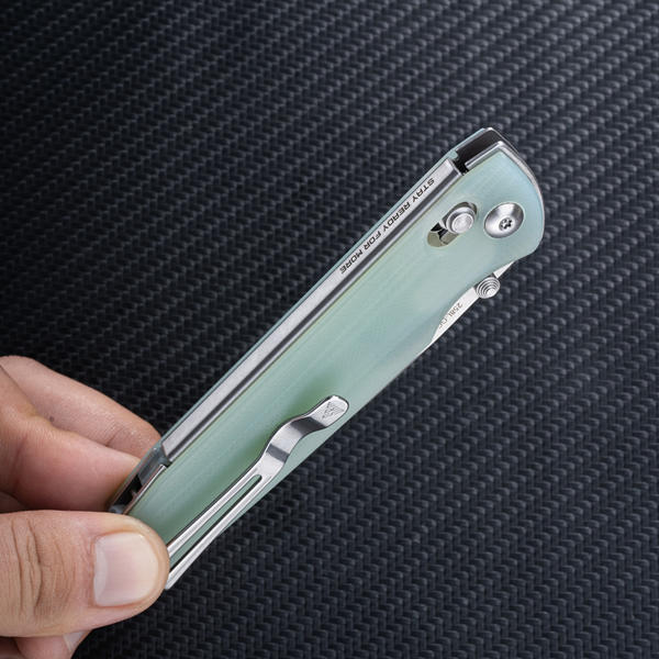 SRM 258L-GC (D2 blade, Jade G10 handle, Mono Chassis, ambi-clip, ambi