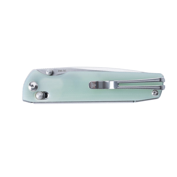 SRM 258L-GC (D2 blade, Jade G10 handle, Mono Chassis, ambi-clip, ambi lock)