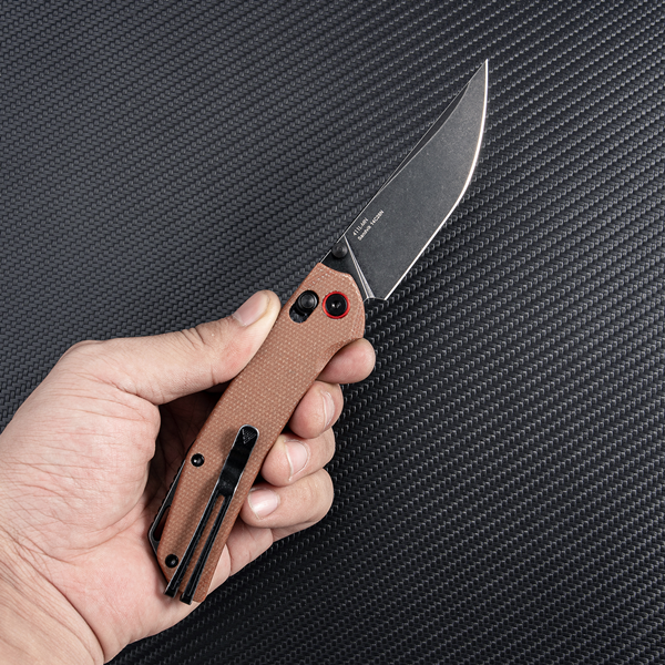 SRM 411L-MN (14C28N blade, Micarta handle, ambi-clip, ambi lock)