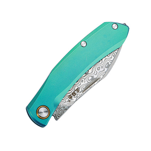 SANRENMU 7315-TG (Damascus blade, Titanium handle, slip joint, ambi cl